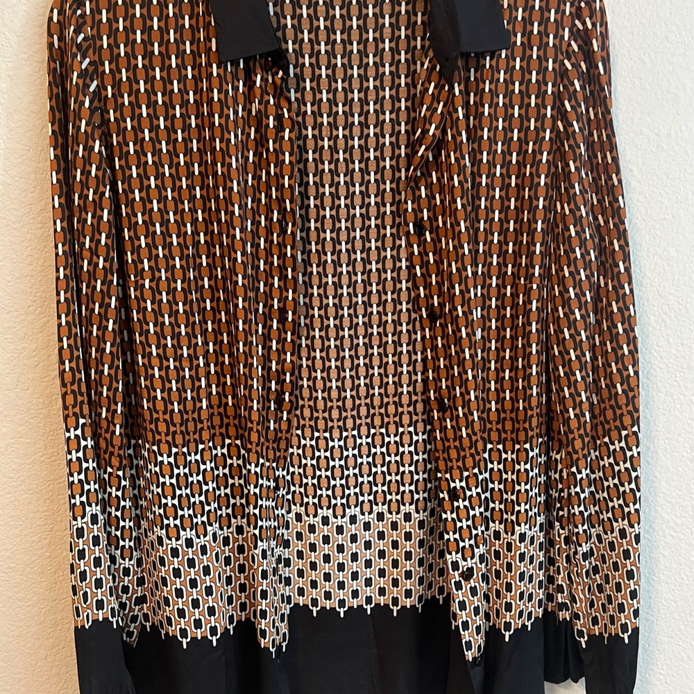 Massimo Dutti Brown Geometric Pattern Women's Shi… - image 2